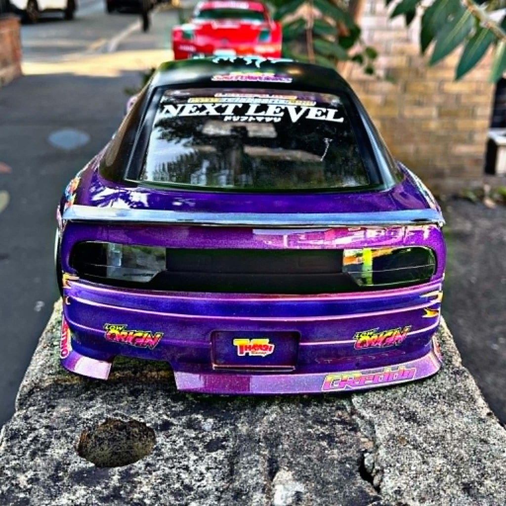 NEW! Dmax 180SX Nissan Drift Body, Pre-Painted Purple with Low Origin Livery