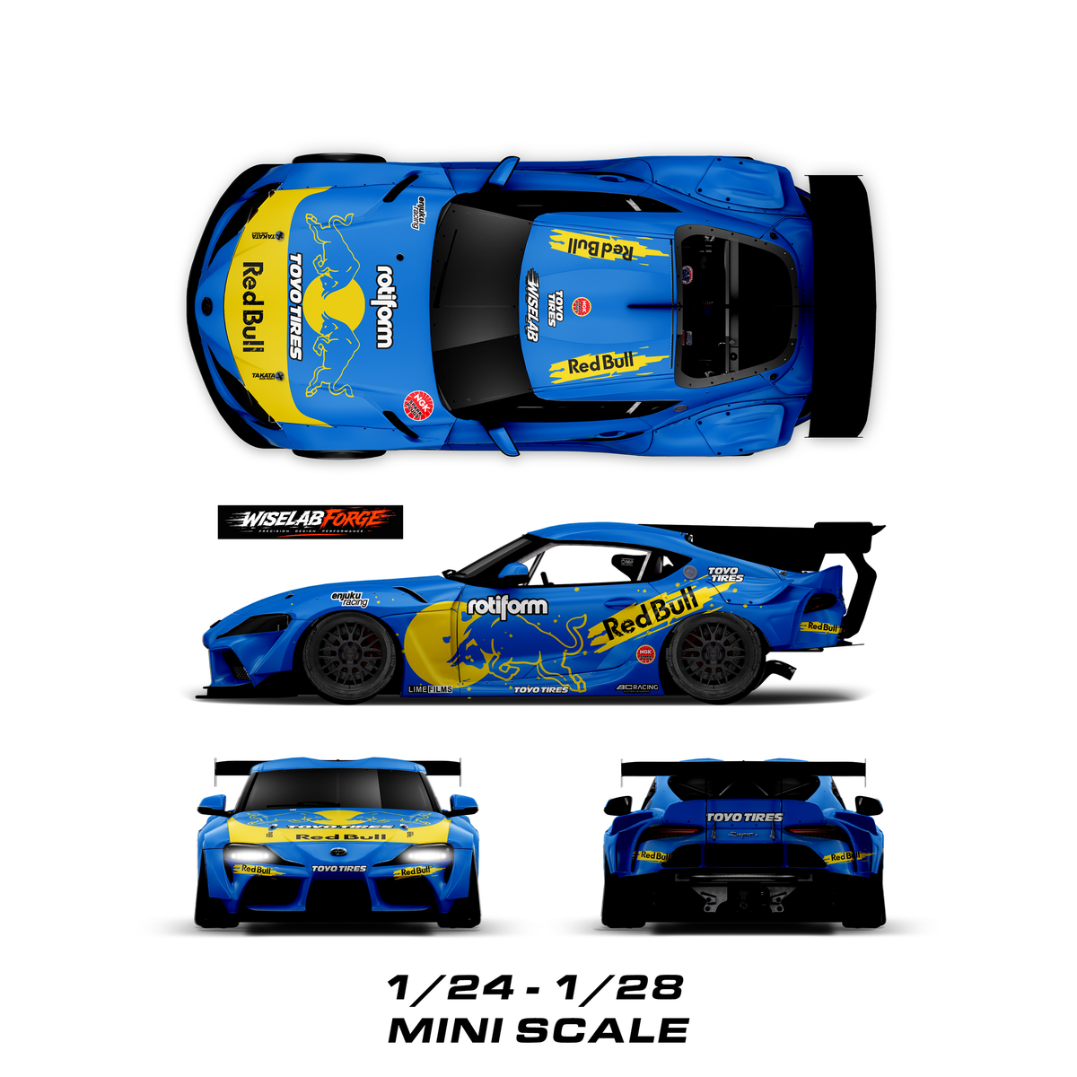 Pre-Cut Supra A90 RC Drift Livery Decal Kit - HPI StageD24 - 1:24 Scale
