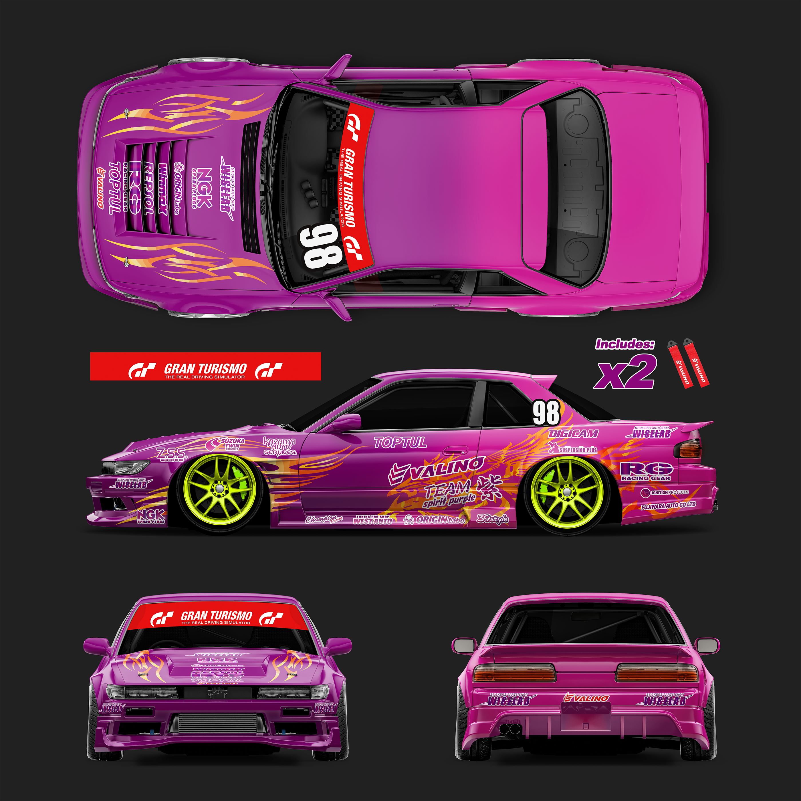 Pre-Cut Silvia S13 OriginLab RC Drift Livery Kit – D1 2022