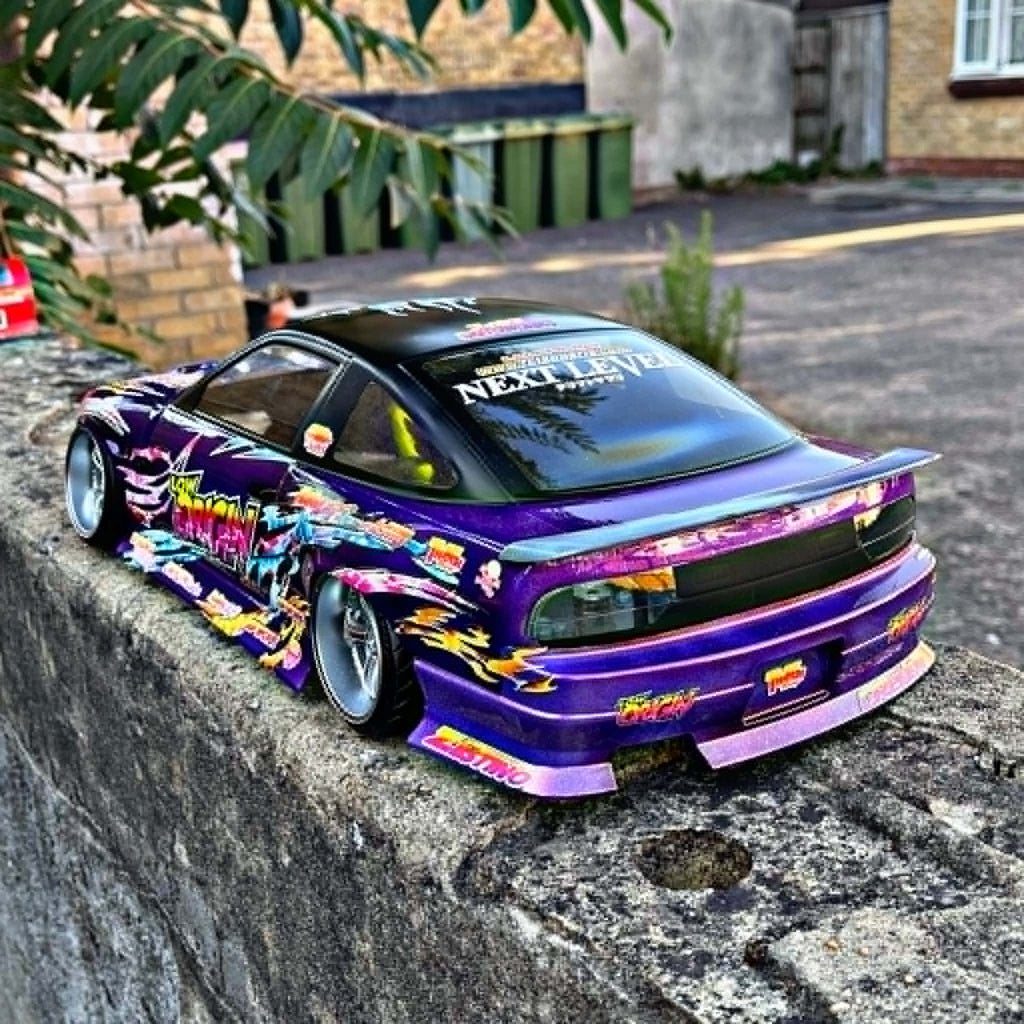 NEW! Dmax 180SX Nissan Drift Body, Pre-Painted Purple with Low Origin Livery