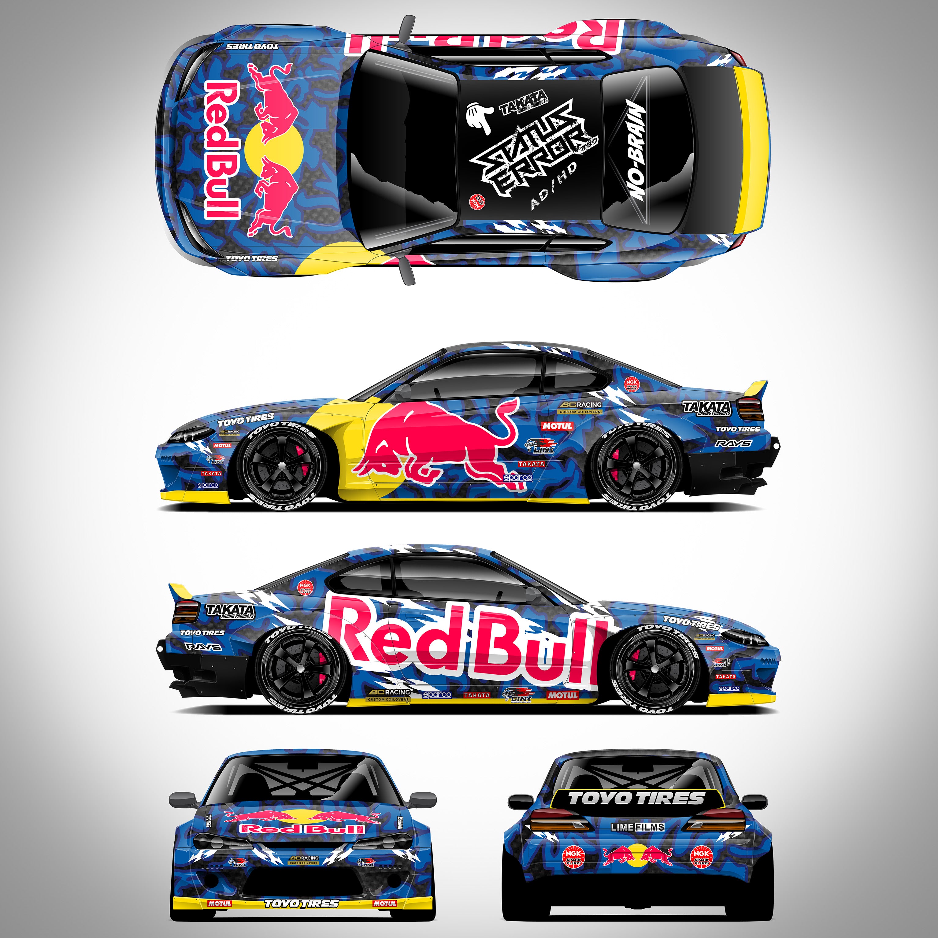 Pre-Cut RC Drift Decal Set Livery High Quality 1/10 Scale Models