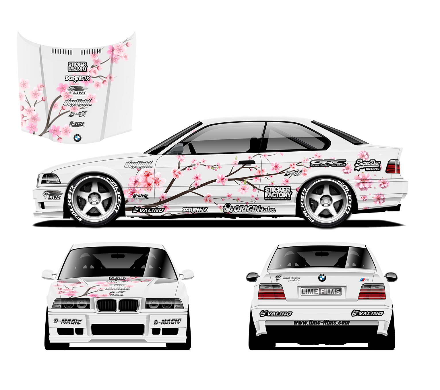 Pre-Cut RC Drift Decal Set Livery High Quality 1/10 Scale Models Sakura E36