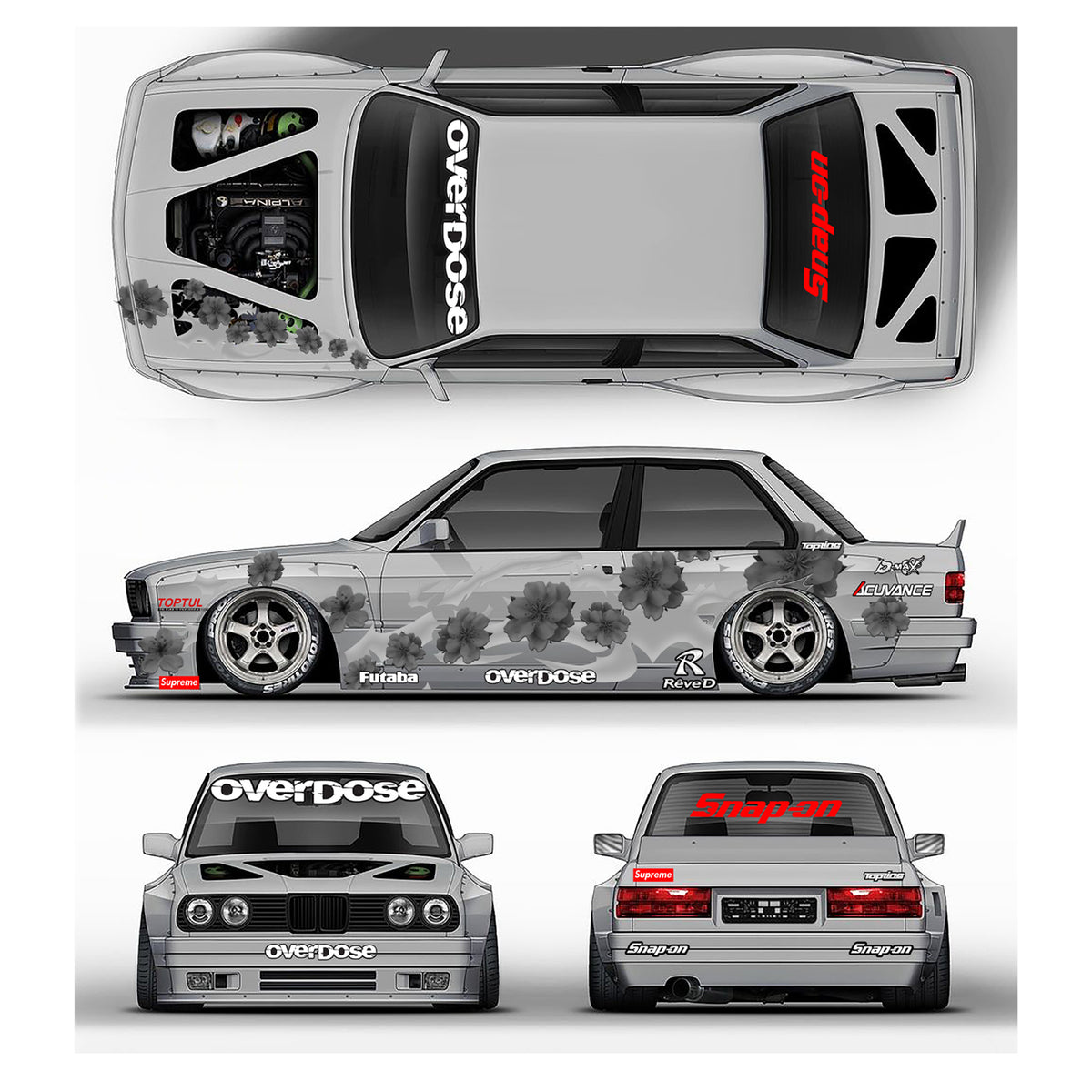 Pre-Cut RC Drift Decal Set Livery High Quality 1/10 Scale Models Spirit Blossom