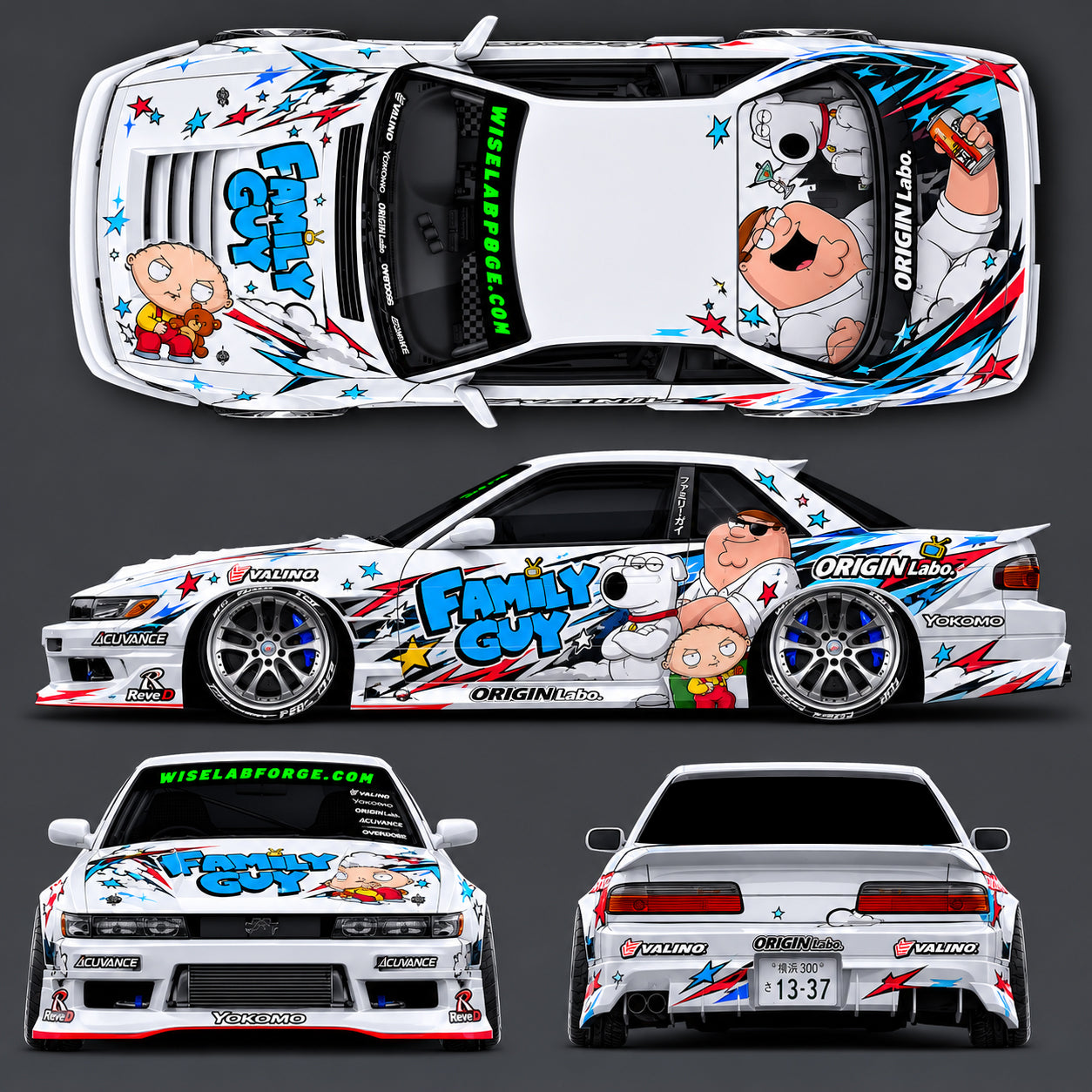 Pre-Cut Silvia S13 OriginLab RC Drift Livery Kit – FamilyGuy Animation