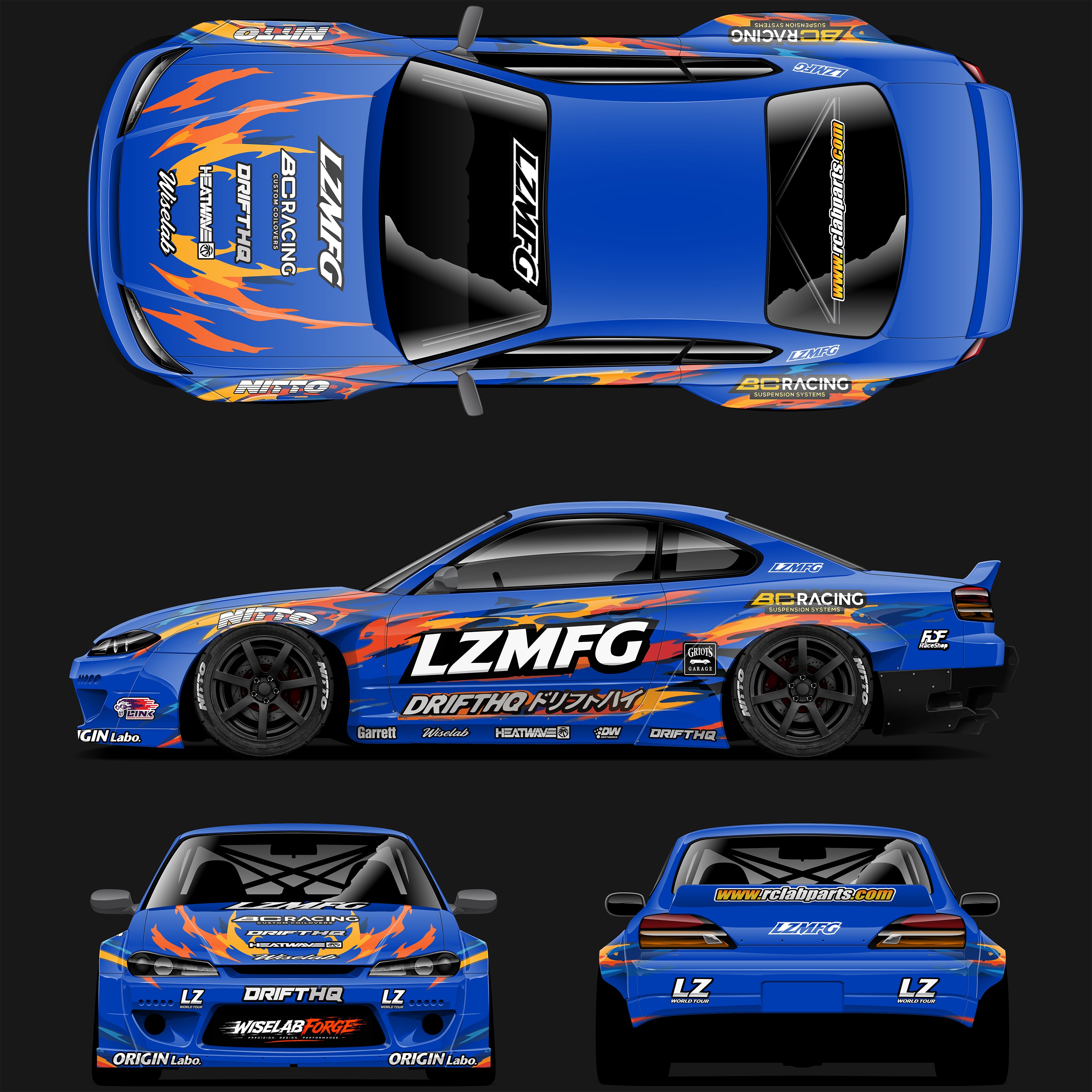 Pre-Cut Silvia S15 RC Drift Livery Decal Kit - Inspired by DMEC LZMFG