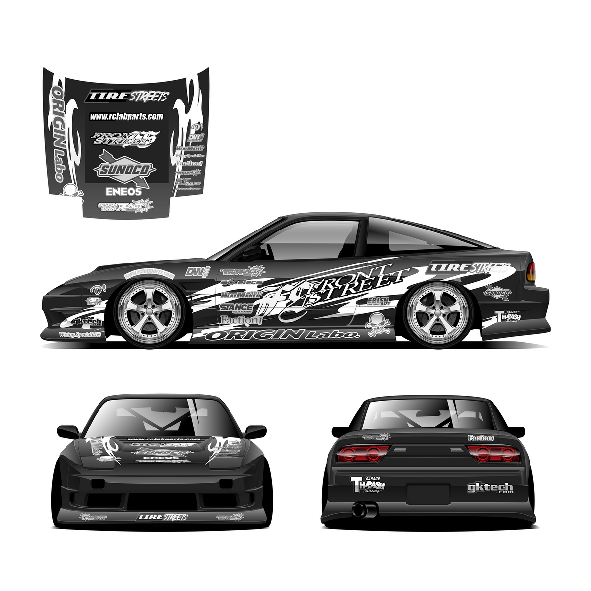 Pre-Cut Front Street Drift Livery Decal Kit - 1:24 Scale (Contrast)