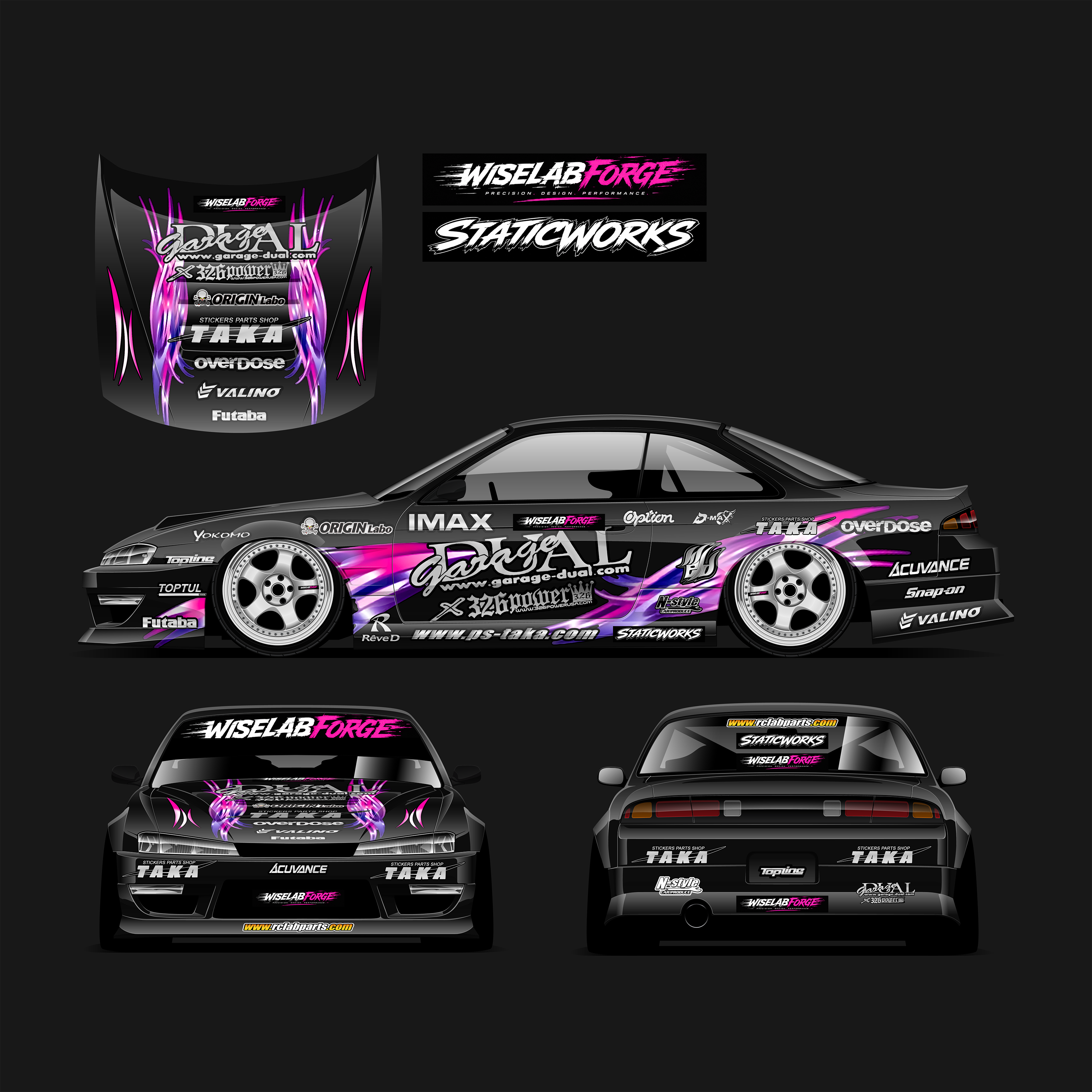 Pre-Cut RC Drift Decal Set Livery High Quality 1/10 Scale Models