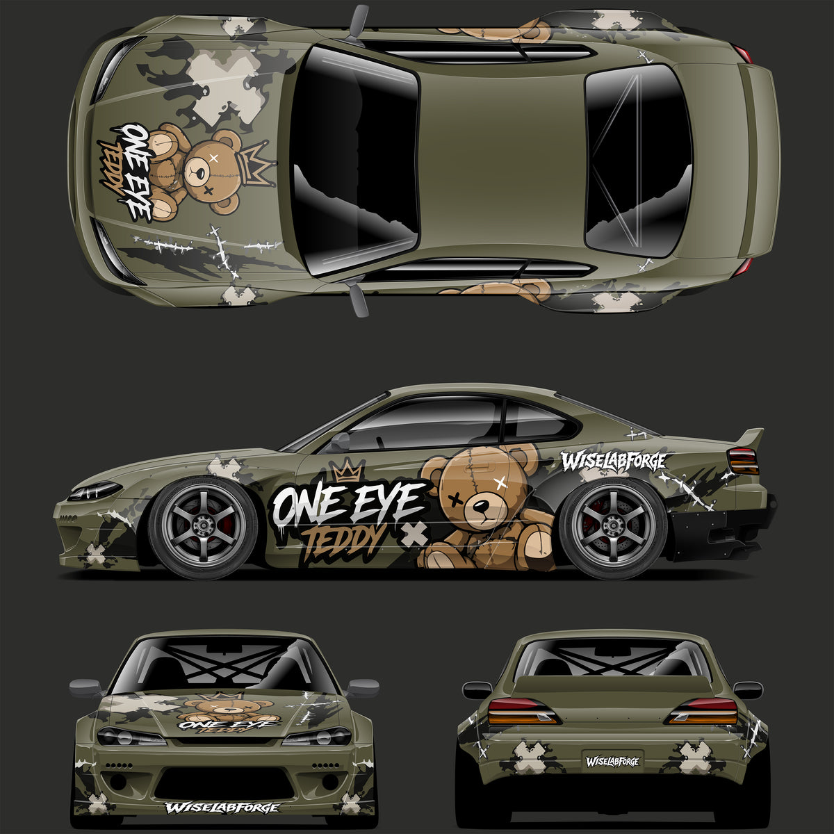 Pre-Cut One Eye Teddy Drift Livery Decal Kit - 1:24 Scale