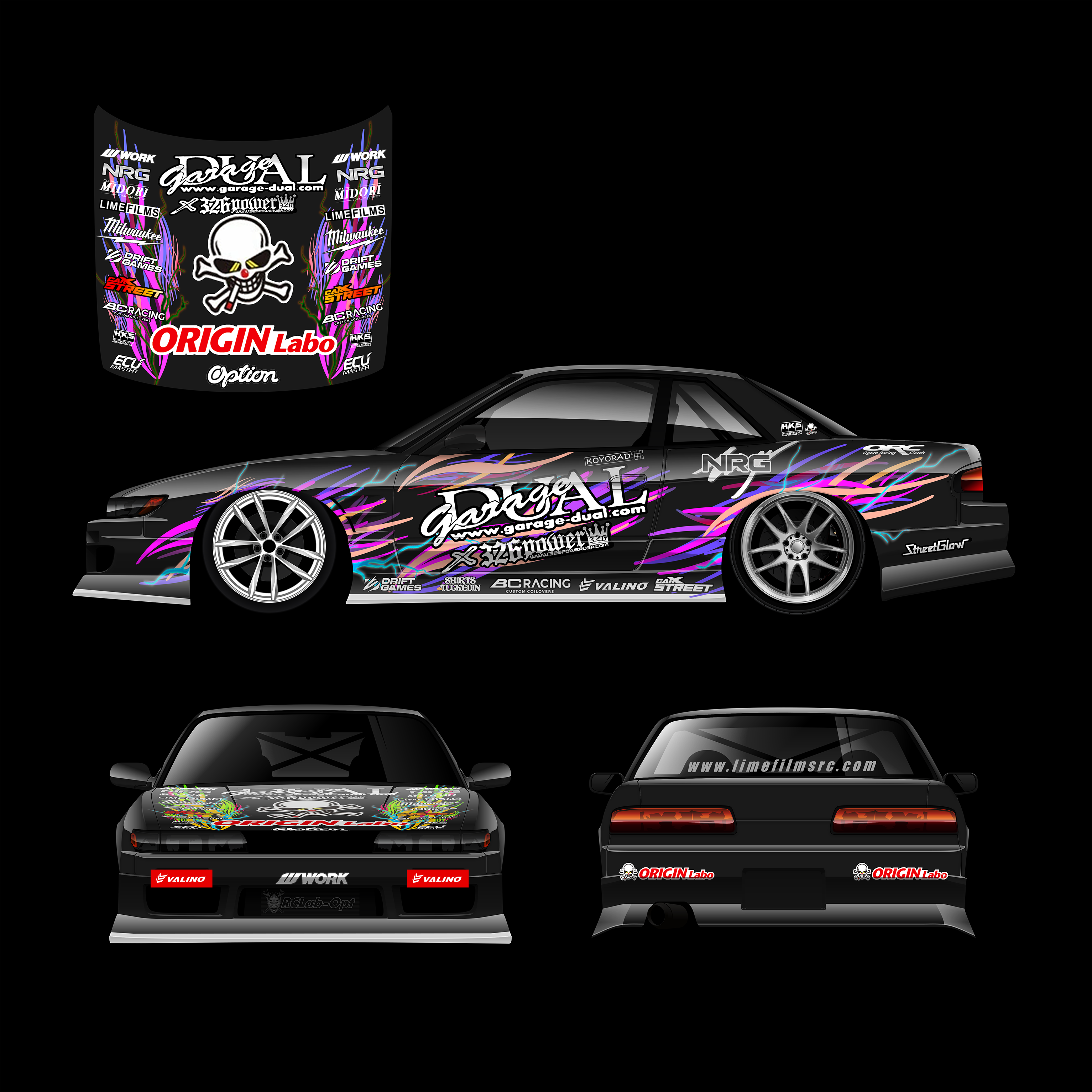 Pre-Cut Pastel Art Sil13 Origin Labo RC Drift Livery Kit