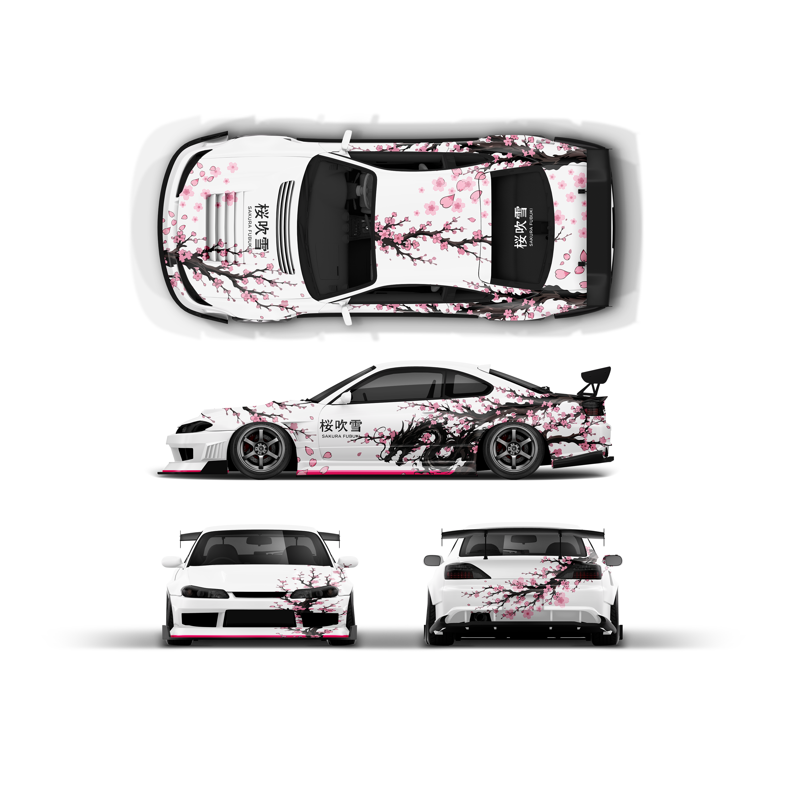 Pre-Cut Origin Labo Nissan Silvia S15 RC Drift Livery Decal Kit - Storm Cherry Blossom