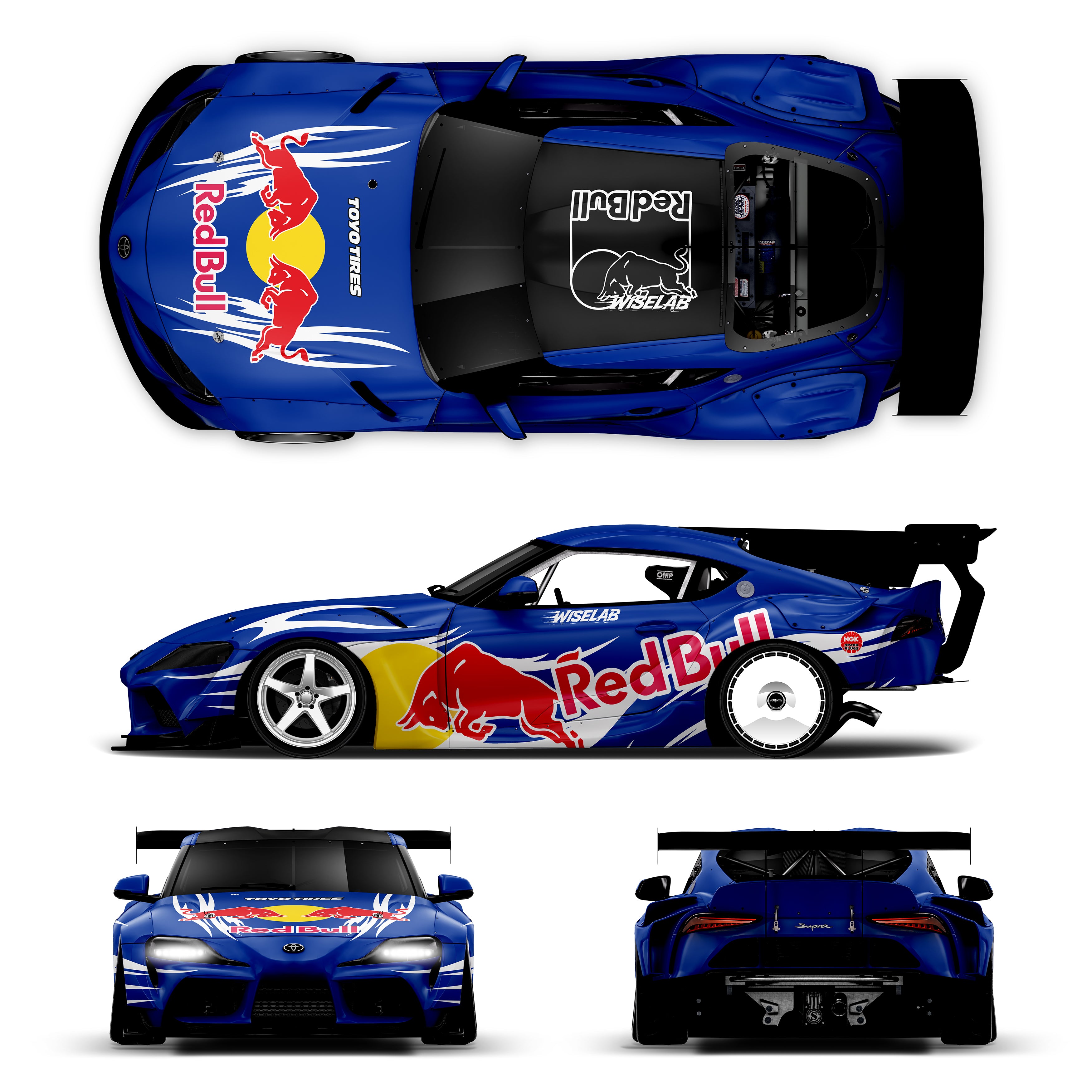 Pre-Cut Supra A90 RC Drift Livery Decal Kit - RedBull A90