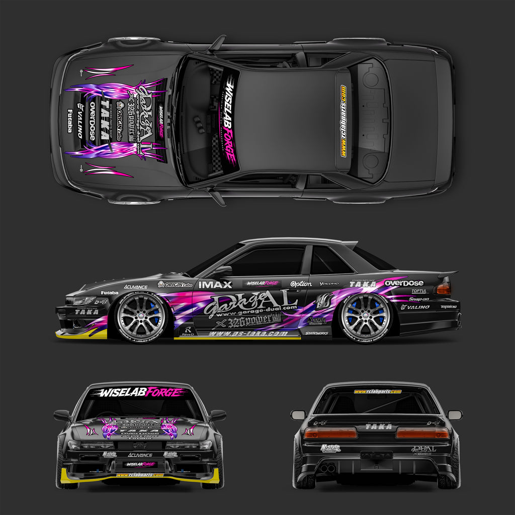 Pre-Cut Silvia S13 RC Drift Livery Kit – AddictionRC / PandoraRC / Yokomo – OriginLabo Style
