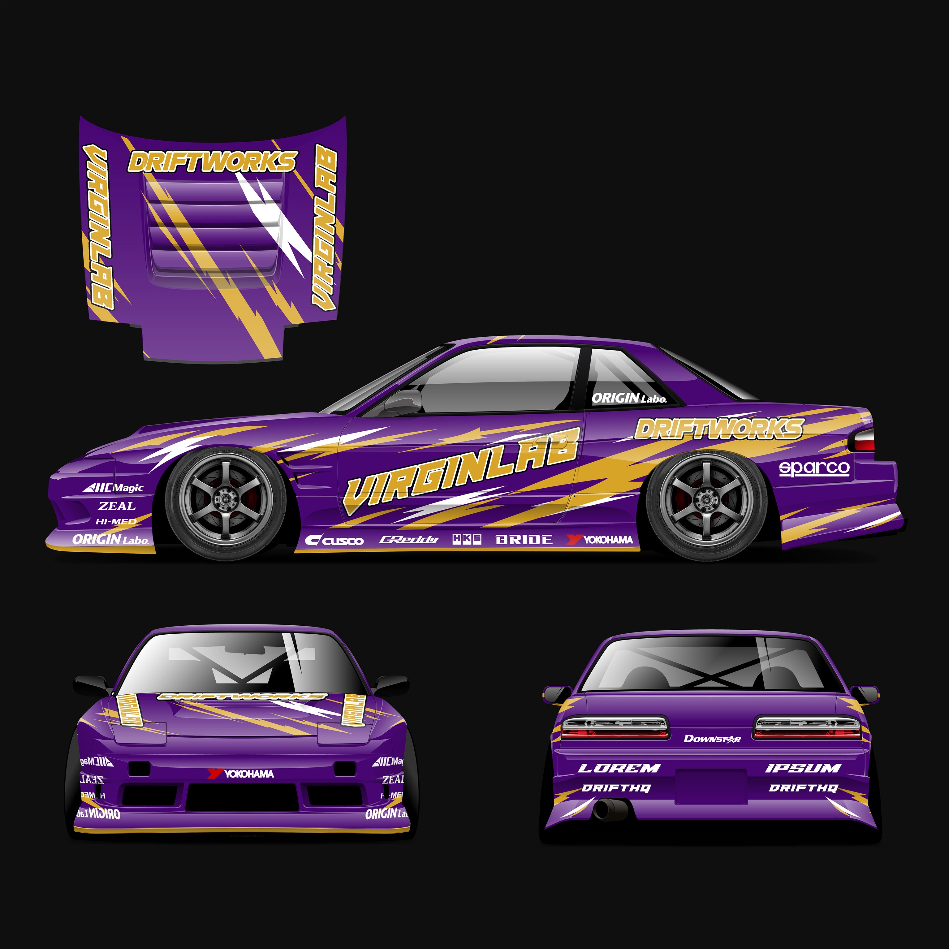Pre-Cut Silvia S13-Onevia OriginLab RC Drift Livery Kit – VIRGINLAB