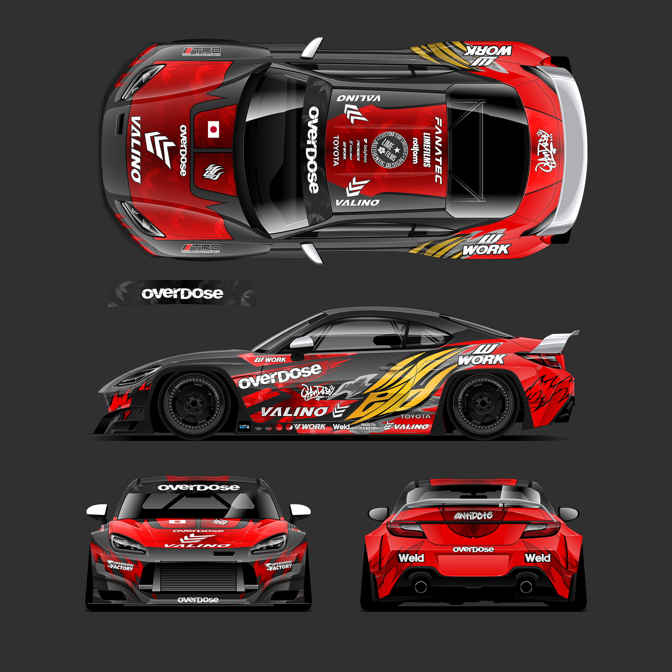 Pre-Cut Pandem GR86 RC Drift Livery Decal Kit - WELD