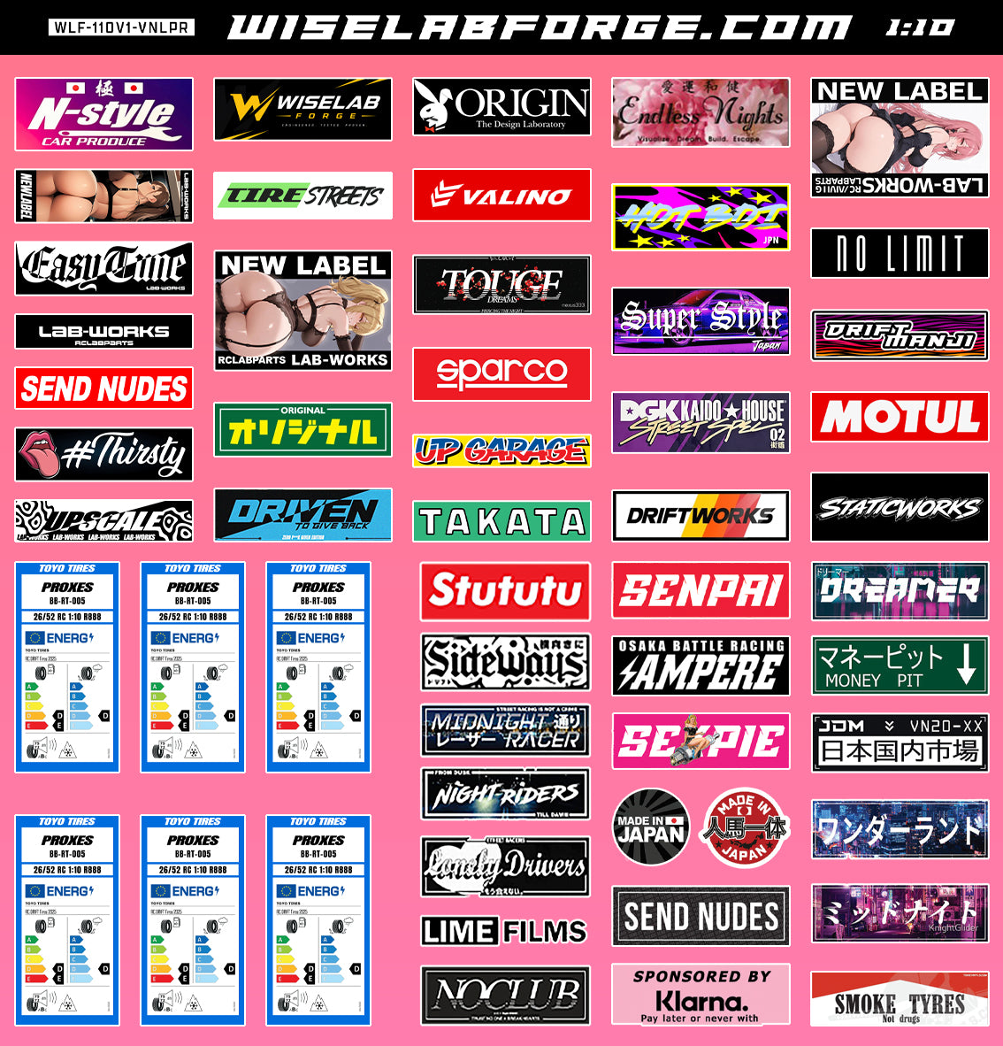 WISELABFORGE.COM LIMITED EDITION - SLAP STICKERS PACK FOR RC CARS 1/10