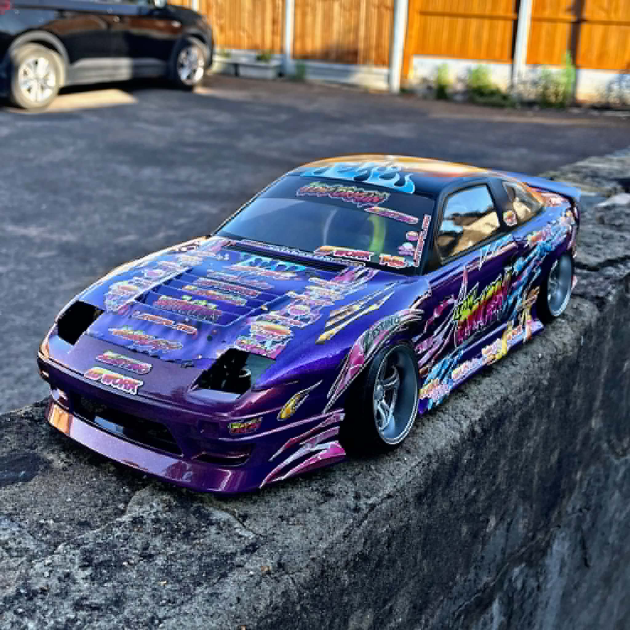 NEW! Dmax 180SX Nissan Drift Body, Pre-Painted Purple with Low Origin Livery