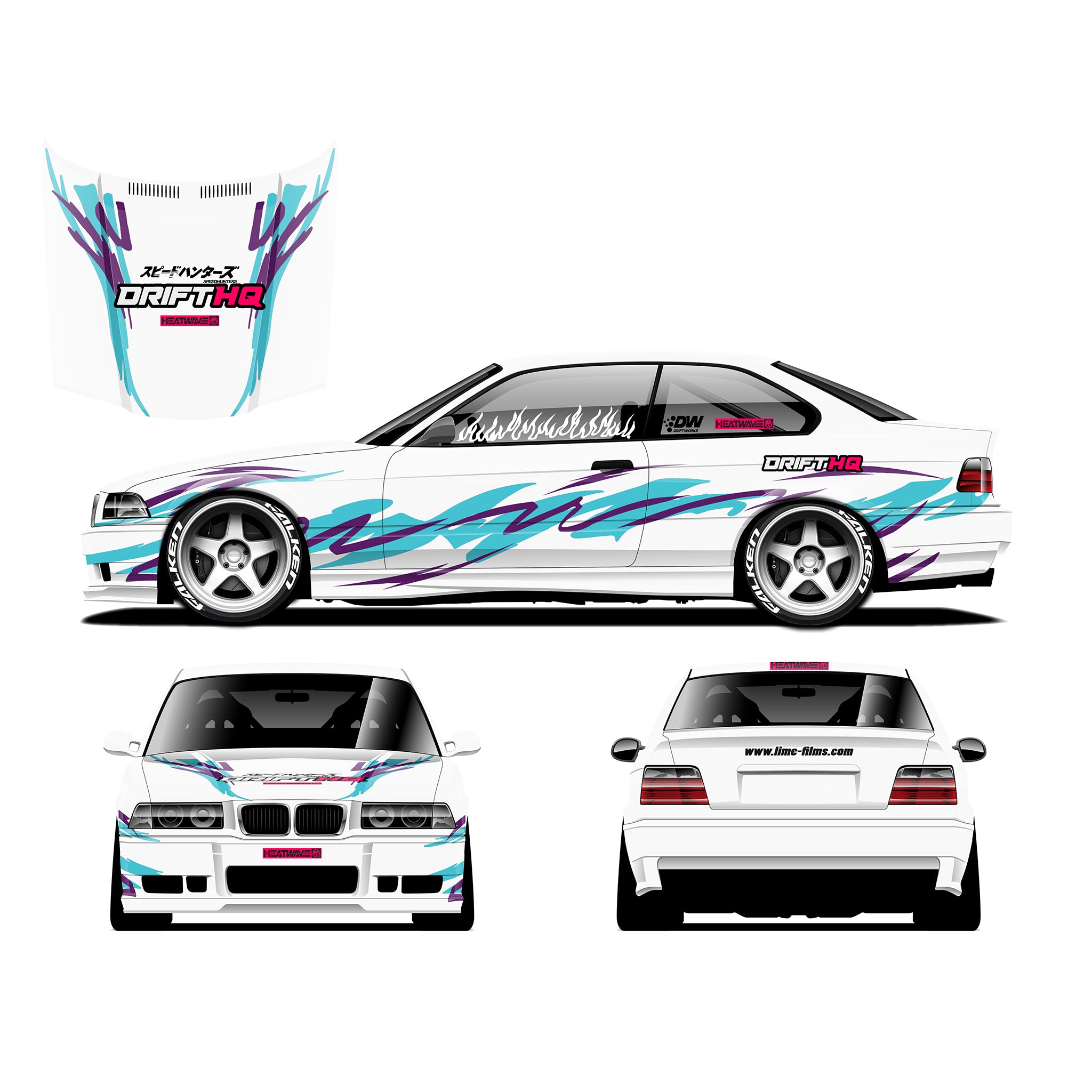 Pre-Cut RC Drift Decal Set Livery High Quality 1/10 Scale Models Miami Vibes