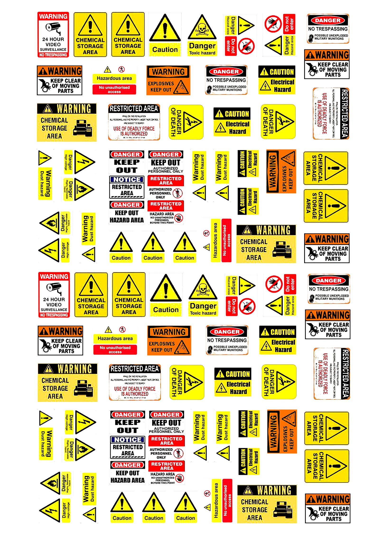 RC Garage Stickers Decorations - A4 Size Sheet Permanent Decals, Scratch Proof