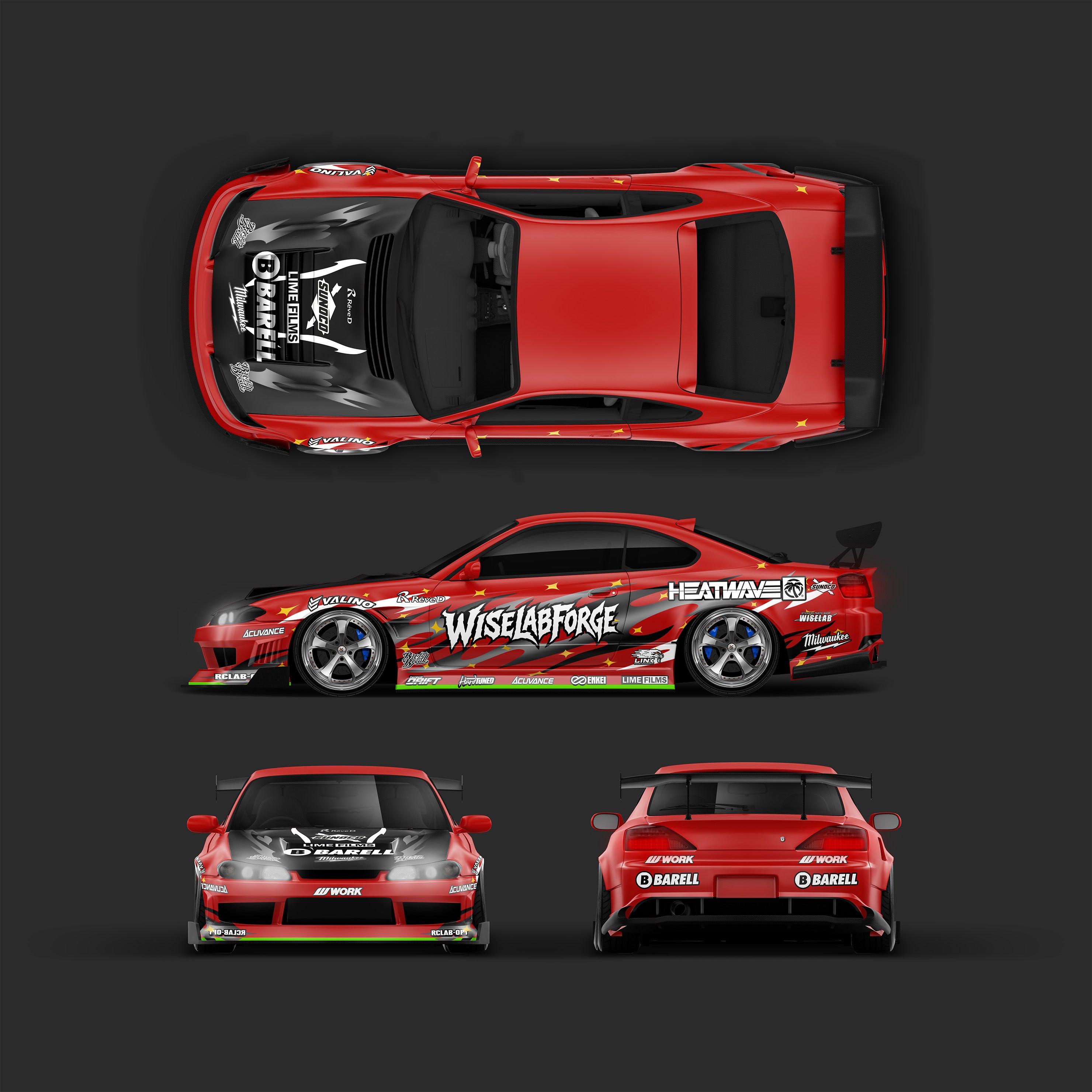 Pre-Cut Stickers Premium Quality Matt Colouring Livery for 1:10 RC Drift Models